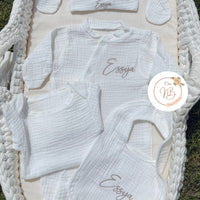 Ensemble tenue 5 pièces gaz de coton {Broderie}