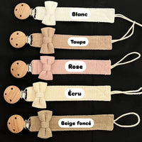 Attache tétine tissu noeud