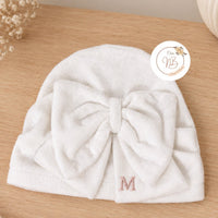 Bonnet noeud velours blanc