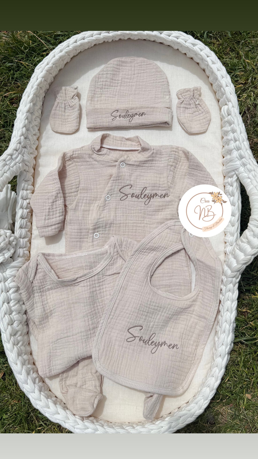 Ensemble tenue 5 pièces gaz de coton {Broderie}
