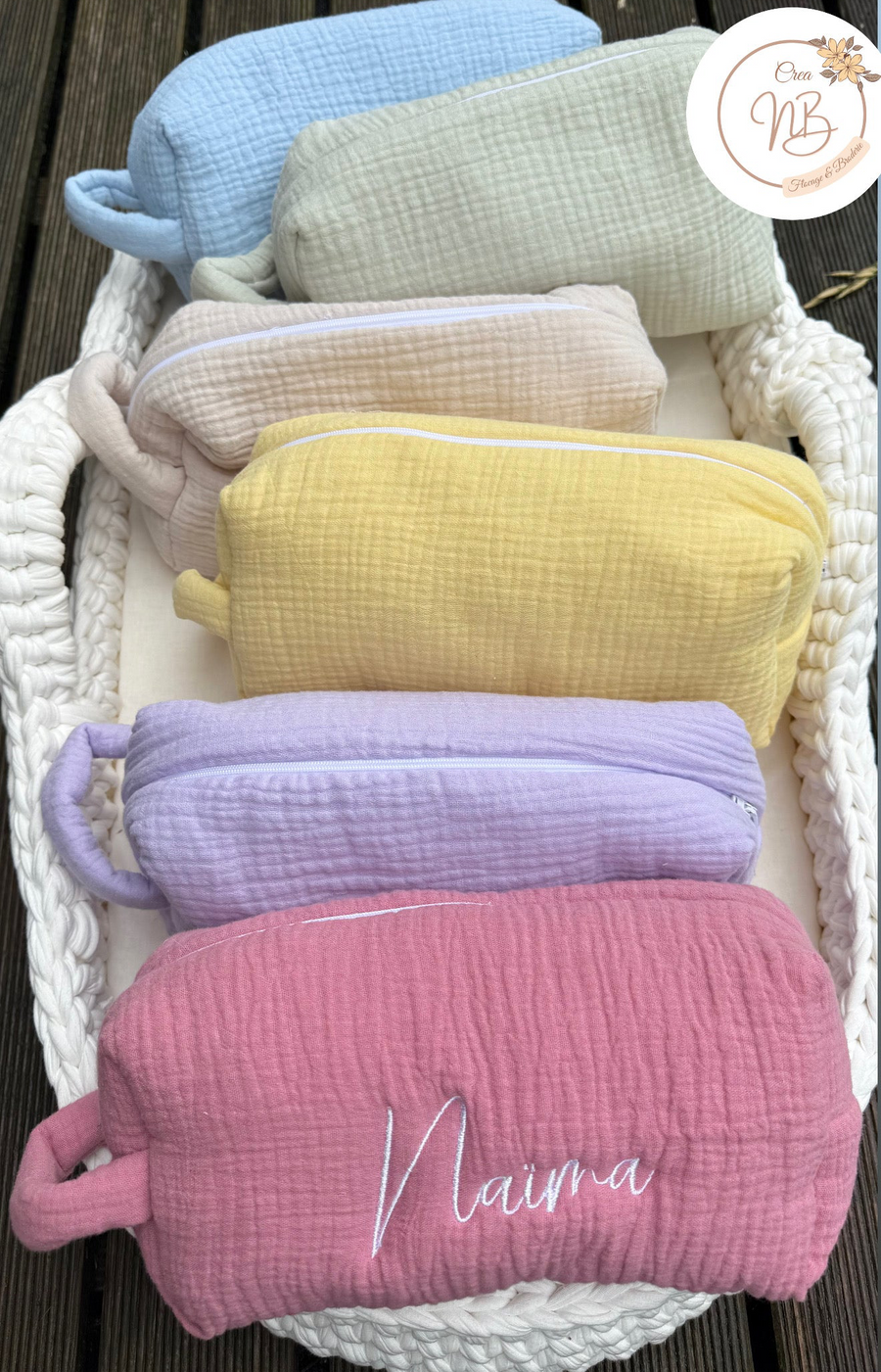 Trousse gaz de coton avec anse {Broderie}