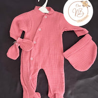 Ensemble 3 pièces gaz de coton {Broderie}