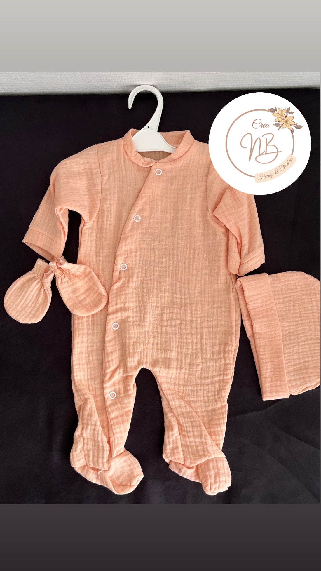 Ensemble 3 pièces gaz de coton {Broderie}