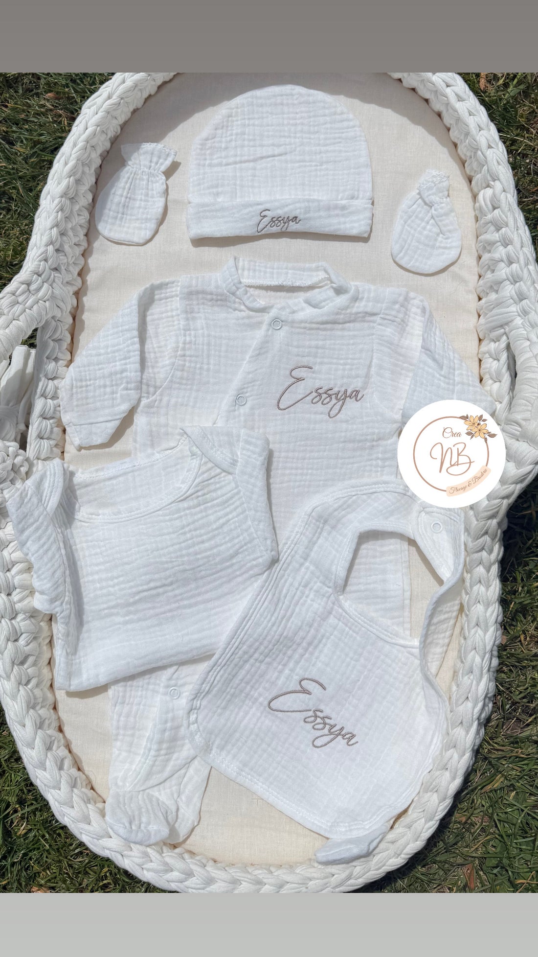 Ensemble tenue 5 pièces gaz de coton {Broderie}