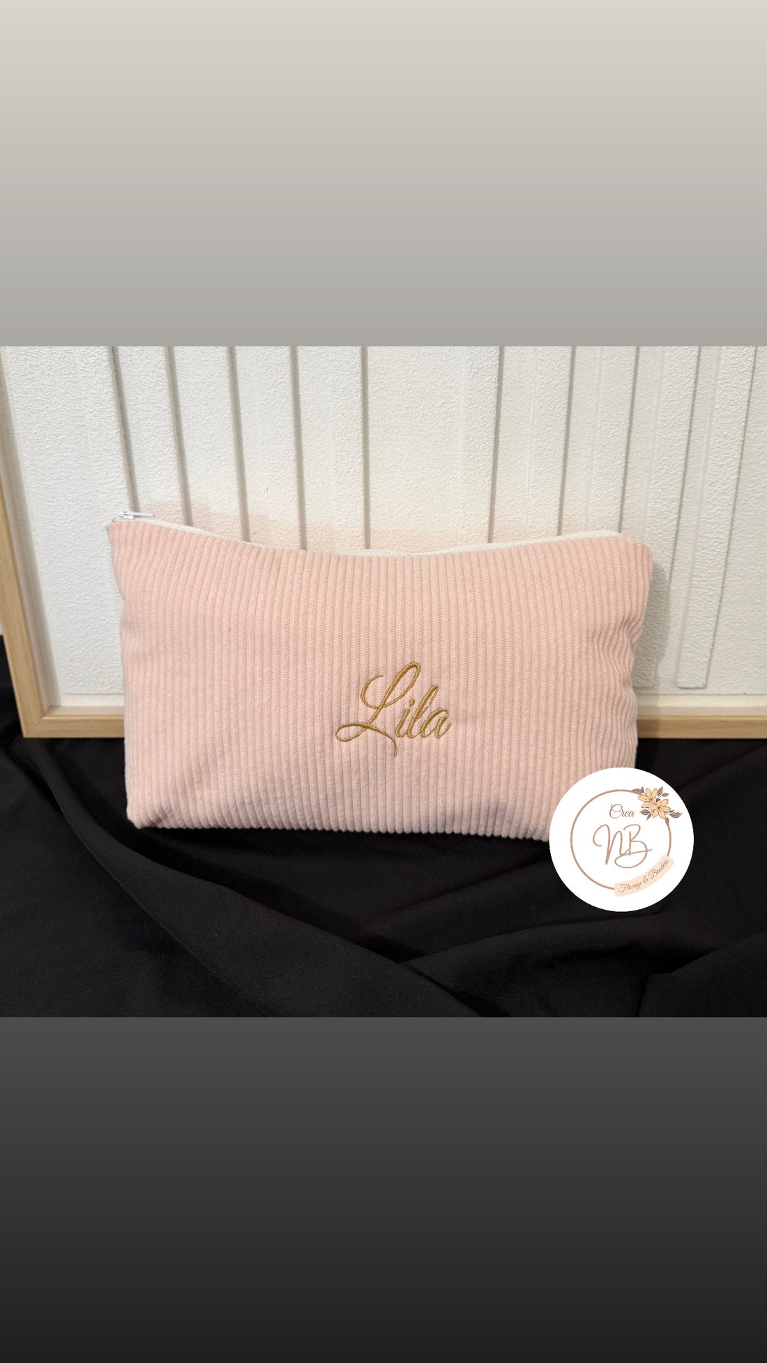 Trousse de toilette velours côtelés {Broderie}