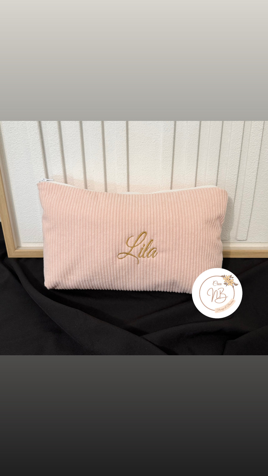Trousse de toilette velours côtelés {Broderie}