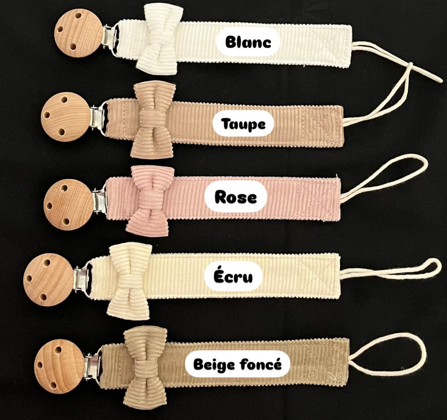Attache tétine tissu noeud