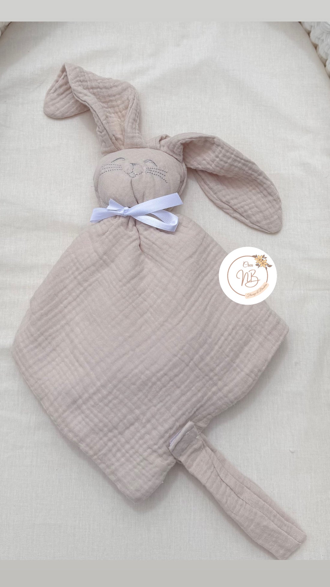 Doudou attache tétine gaz de coton